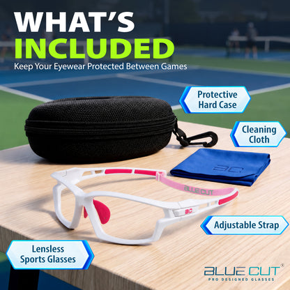 BlockX Lensless Pickleball Glasses (White-Pink)