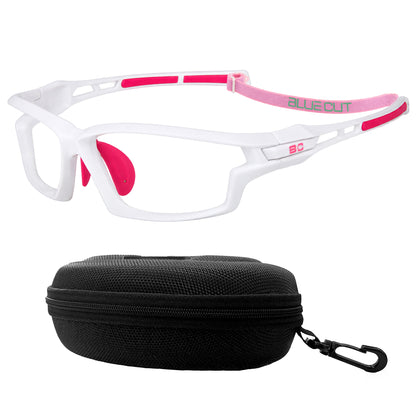 BlockX Lensless Pickleball Glasses (White-Pink) with case