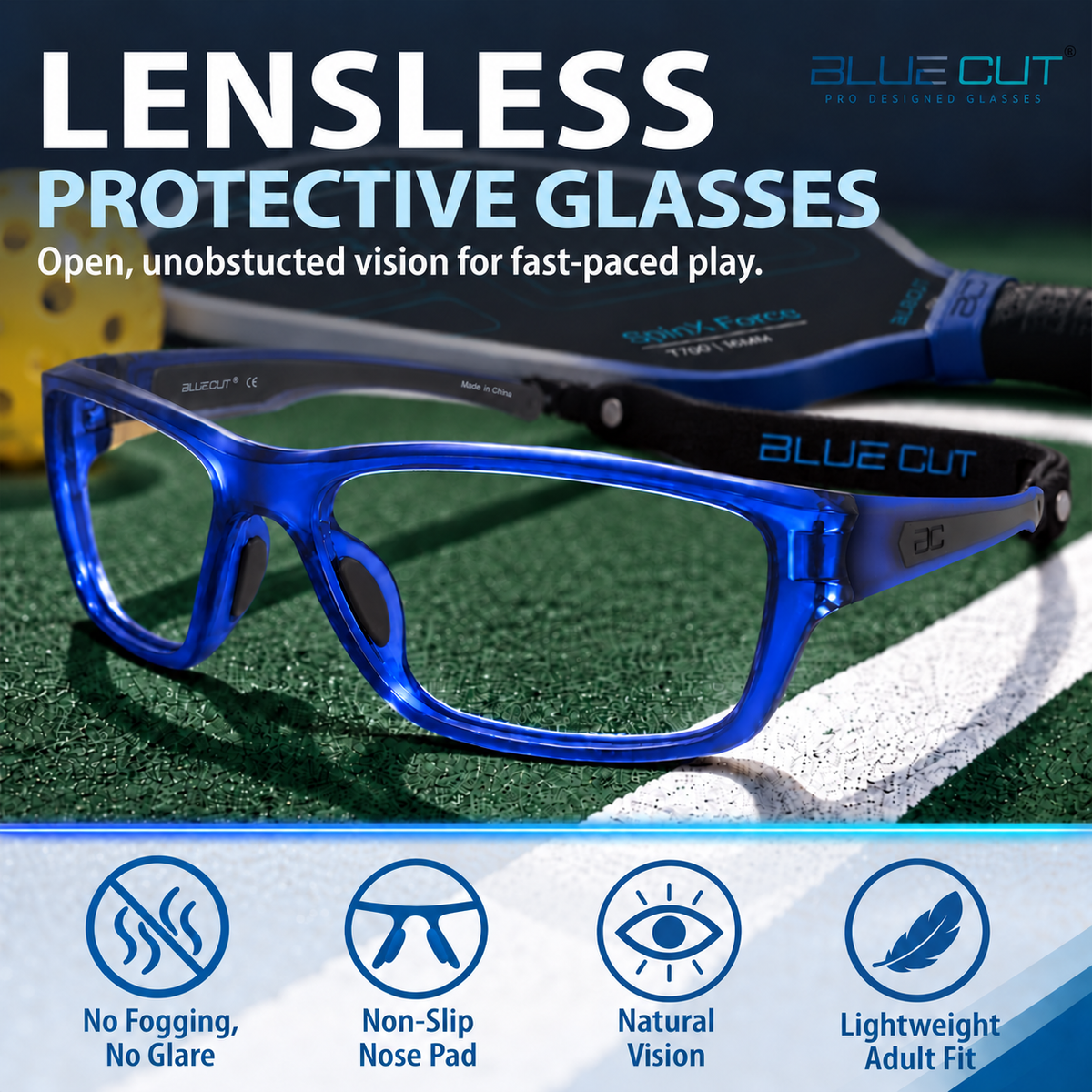 BRUNO Lensless Pickleball Glasses (Navy-Black)