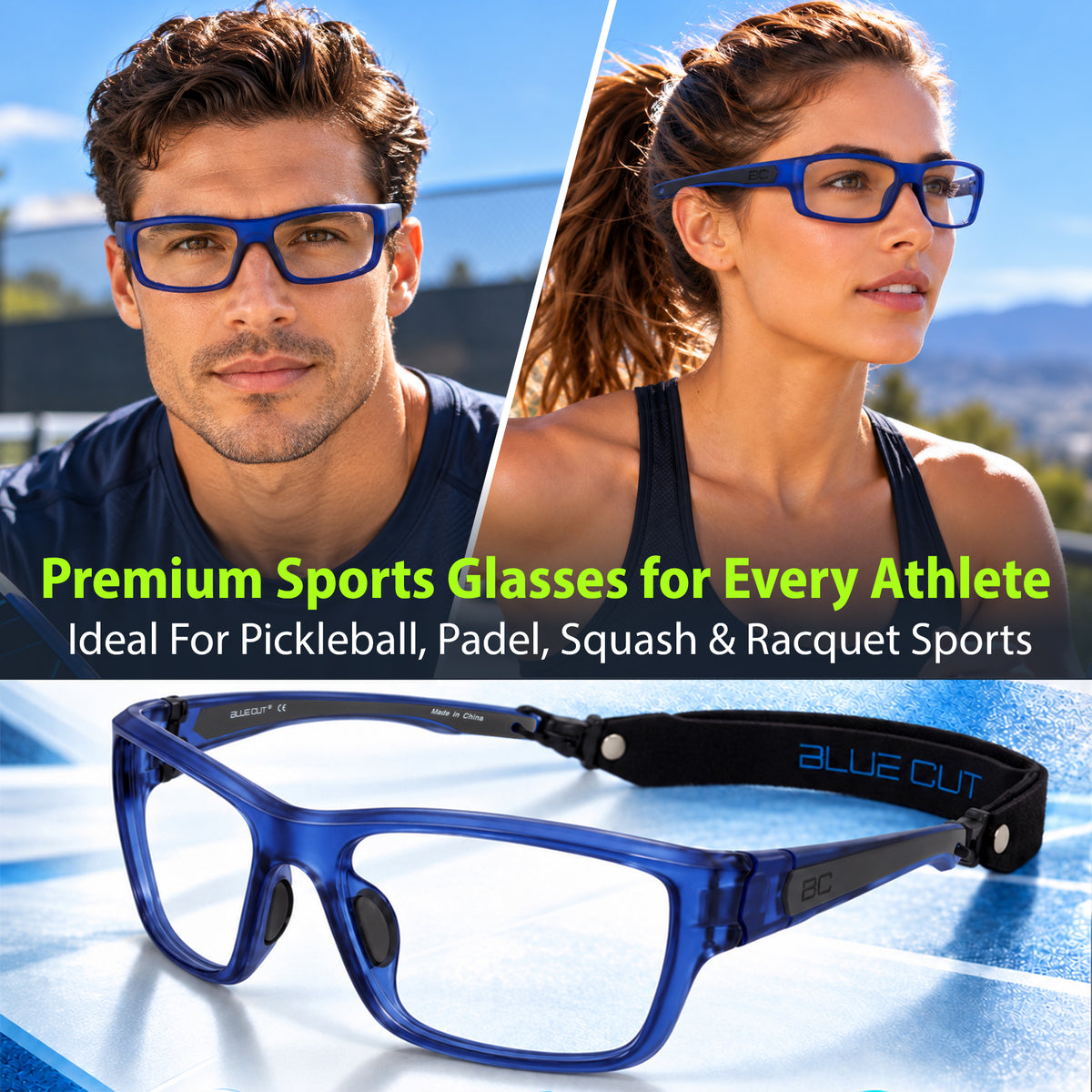 BRUNO Lensless Pickleball Glasses (Navy-Black)