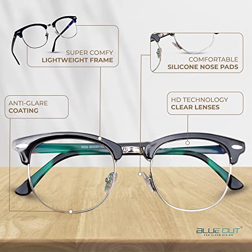 Noa Blue Light Glasses Black Silver