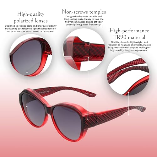 Amelia Fit Over Polarized Sunglasses For Women Red