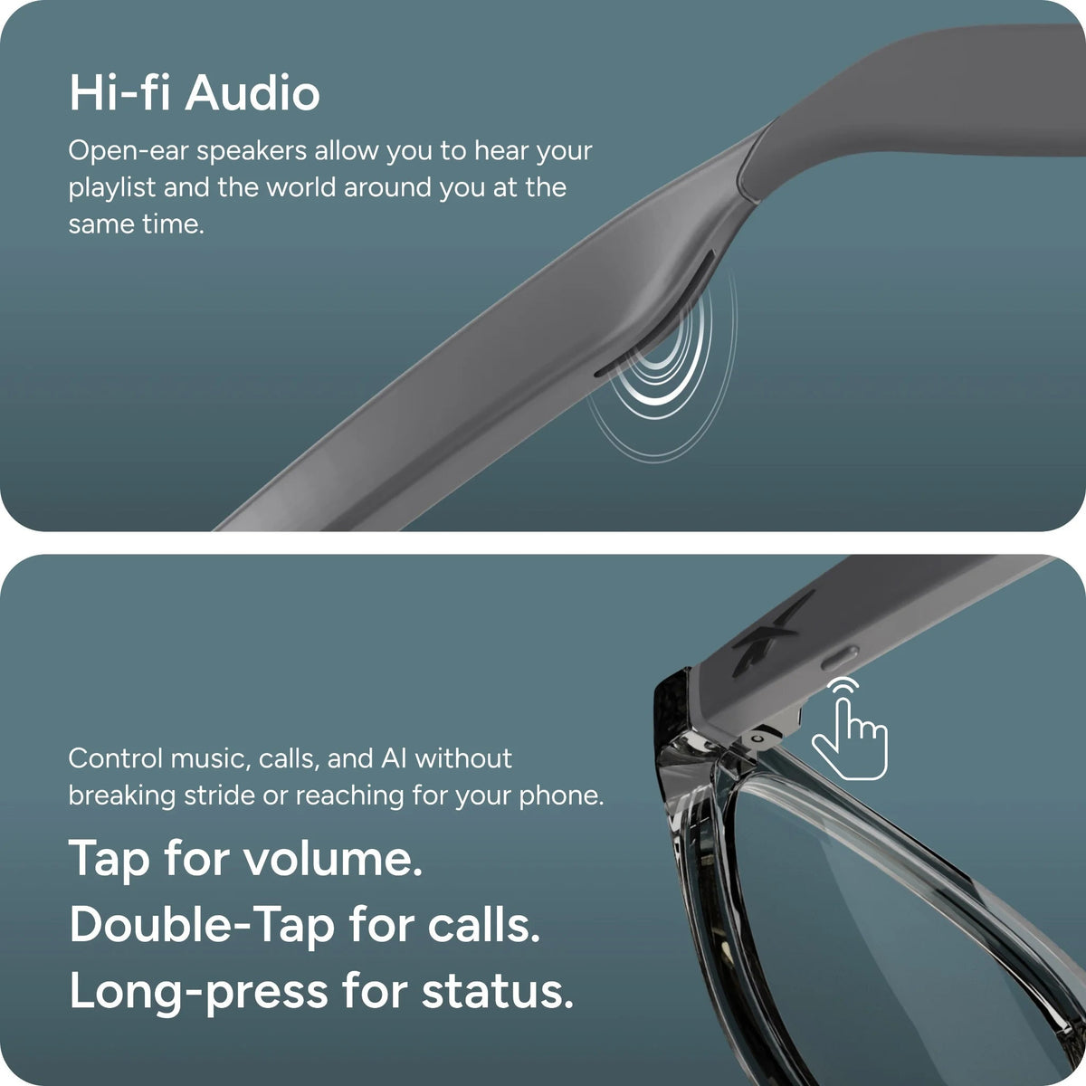 Reebok Dash Slim LCD011-21 — open-ear HiFi audio and touch controls