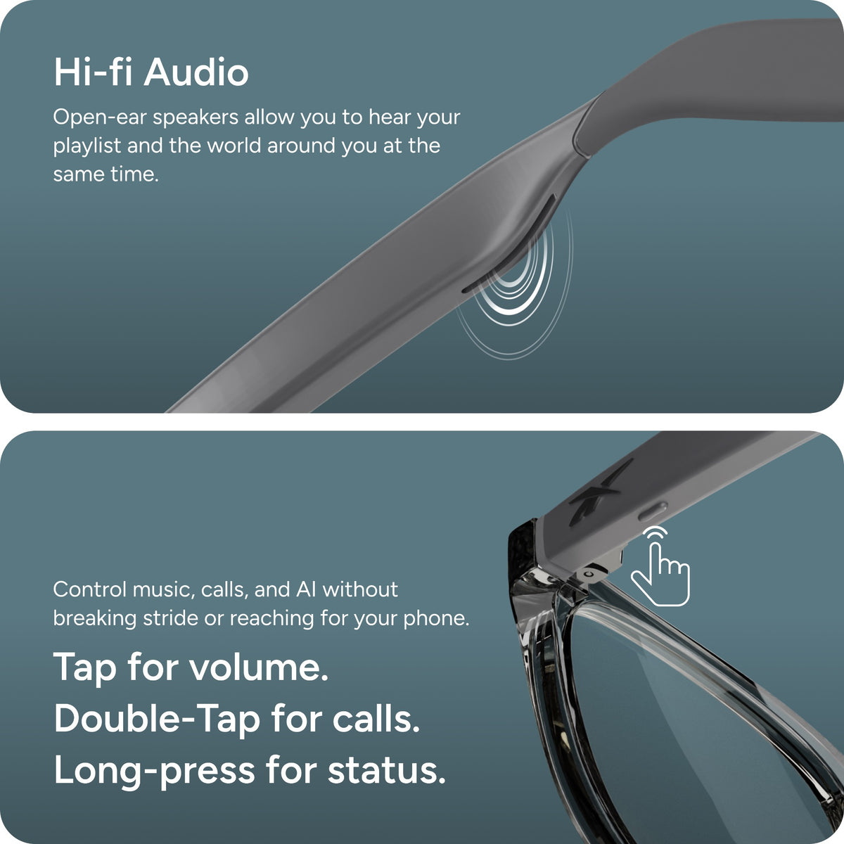 Thunder open-ear HiFi audio and touch controls