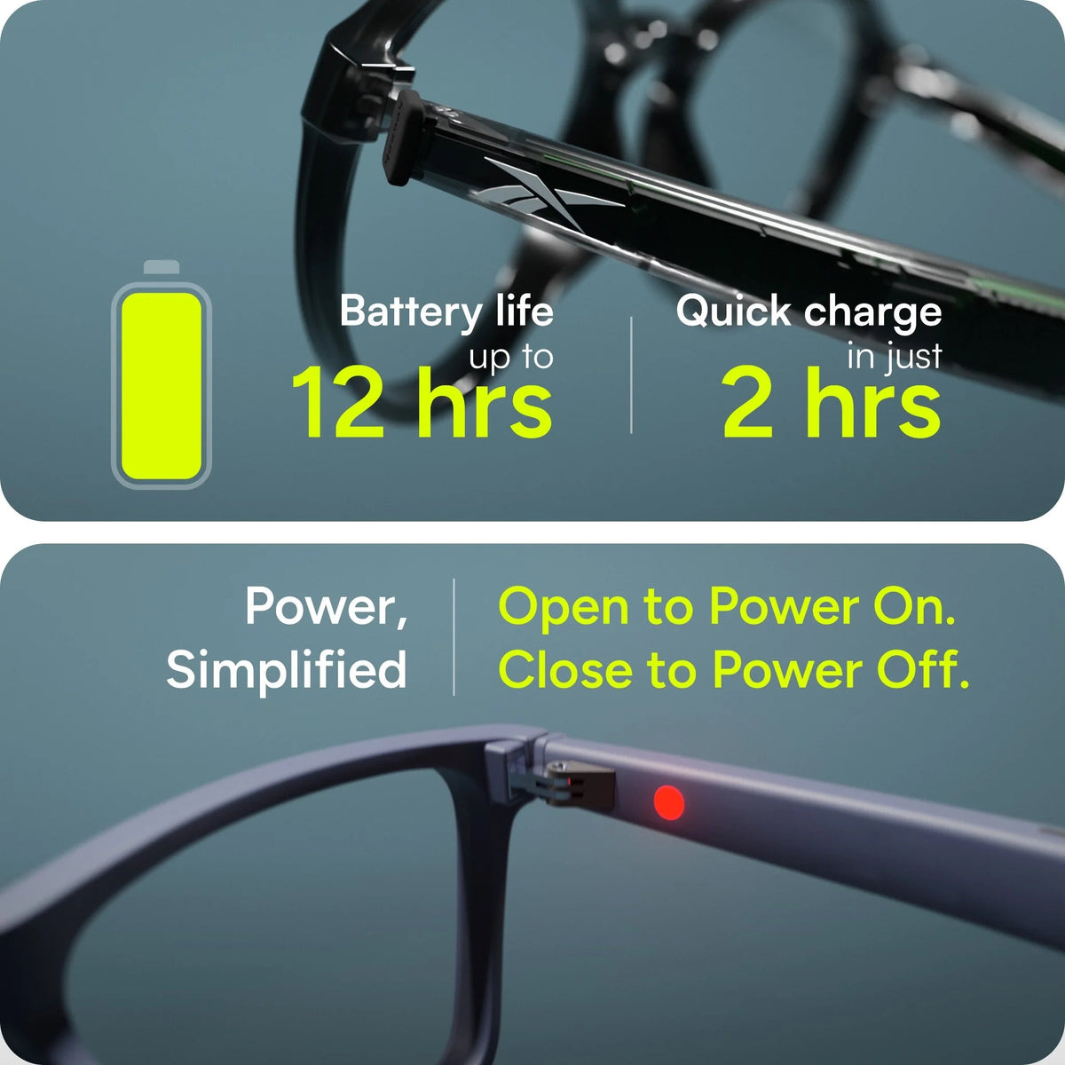 Reebok Thunder Slim LCD011-11 — up to 12 hours of battery life and 2-hour charging; automatic hinge power